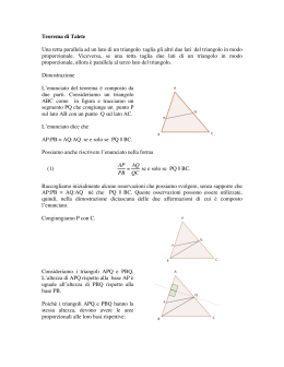 Teorema di Talete Una retta parallela ad un lato di un triangolo