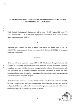 Universit&agrave; della Calabria - CNR - Consiglio Nazionale delle Ricerche