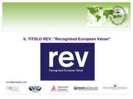 IL TITOLO REV: “Recognised European Valuer”