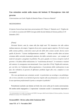 Uno scienziato sociale nella stanza dei bottoni. Il Mezzogiorno visto