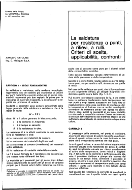 La saldatura per resistenza a punti, a rilievi, a rulli