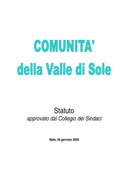 STATUTO COMUNITA` DELLA VALLE DI SOLE