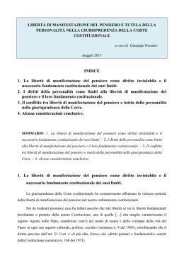 Libert&agrave; di manifestazione del pensiero e tutela della personalit&agrave;