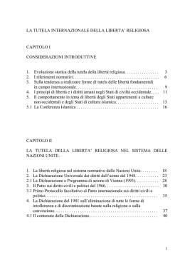 La Tutela Internazionale della Libert&agrave; Religiosa