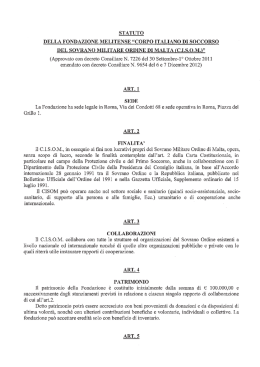 Statuto - CISOM Corpo Italiano di Soccorso dell`Ordine di Malta