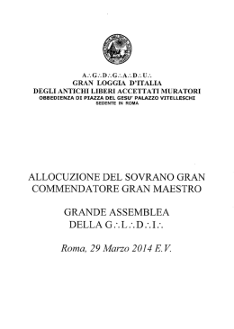 ALLOCUZIONE DEL SOVRANO GRAN