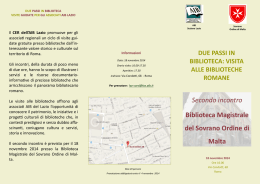 Secondo incontro Biblioteca Magistrale del Sovrano Ordine di Malta