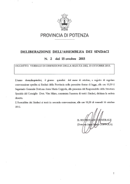 DELIBERAZIONE DELL`ASSEMBLEA DEI SINDACI