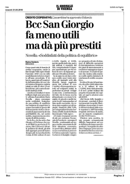 IL GIORNALE DI VICENZA - Banca San Giorgio Quinto Valle Agno
