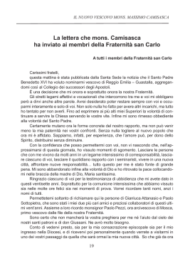 lettera Fraternita San Carlo - Diocesi di Reggio Emilia Guastalla