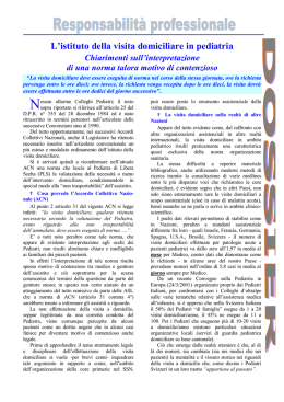 Servizi `L`istituto della visita domiciliare in Pediatria`&ndash;