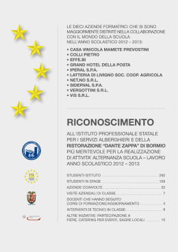 le dieci aziende formatrici che si sono maggiormente distinte nella