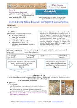 Storie di ospitalit&agrave; di alcuni personaggi della Bibbia
