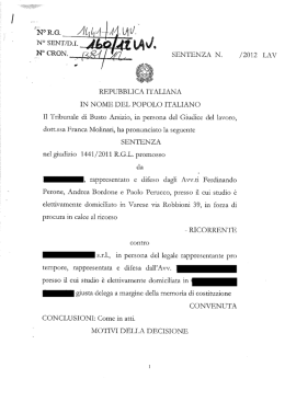Scarica sentenza - bordone giovannini perone & perucco avvocati