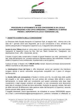 bando sub concessione di un locale con destinazione d`uso uffici