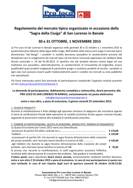 Regolamento del mercato tipico organizzato in occasione della