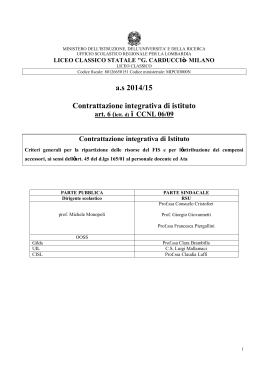 Contratto integrativo sui criteri di ripartizione del FIS 2014-15