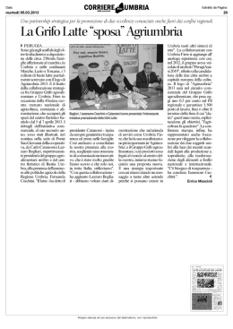 La Grifo Latte sposa Agriumbria(Corriere dell` Umbria)