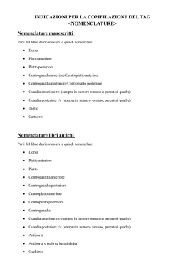 INDICAZIONI PER LA COMPILAZIONE DEL TAG