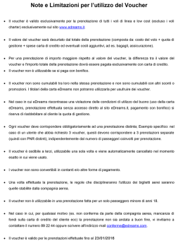 Note e Limitazioni per l`utilizzo del Voucher