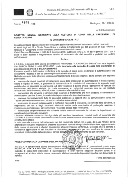 nomina incaricato alla custodia di copia delle credenziali di