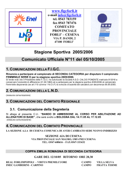 Stagione Sportiva 2005/2006 Comunicato Ufficiale N°11