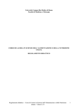 Corso di Laurea in Scienze dell`Alimentazione e della Nutrizione
