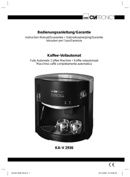 KA-V 2936 Kaffee-Vollautomat Bedienungsanleitung