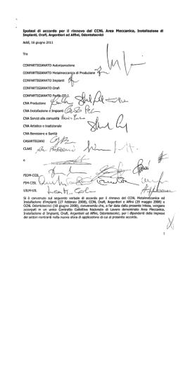 Ipotesi di accordo per il rinnovo del CCNL Area Meccanica