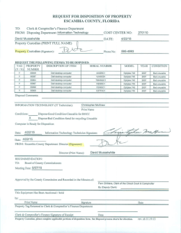 REQUEST FOR DISPOSITION OF PROPERTY