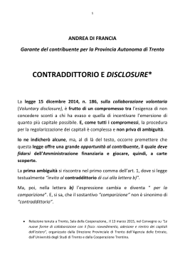 contraddittorio e disclosure - Direzione regionale Trentino
