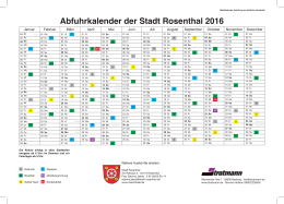 Abfuhrkalender der Stadt Rosenthal 2016