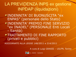 LA PREVIDENZA INPS ex gestione INPDAP