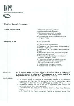 Circolare n. 73, rateizzazione e nuovi termini di pagamento TFS e TFR