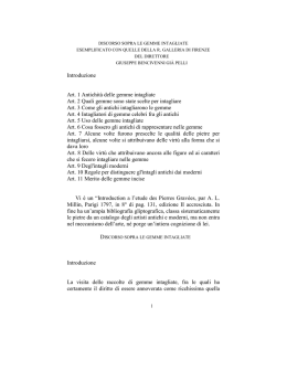 Introduzione Art. 1 Antichit&agrave; delle gemme intagliate Art. 2 Quali