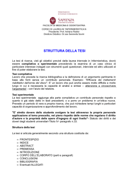 STRUTTURA DELLA TESI - Sapienza