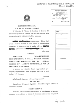 Sentenza n. 1598/2015 pubbl. il 11/06/2015