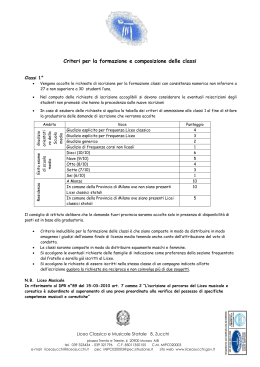 Criteri per la formazione e composizione delle classi