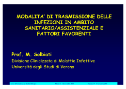 MODALITA` DI TRASMISSIONE DELLE INFEZIONI IN AMBITO