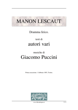 Manon Lescaut - Libretti d`opera italiani