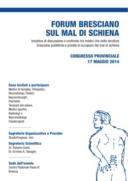 FORUM BRESCIANO SUL MAL DI SCHIENA