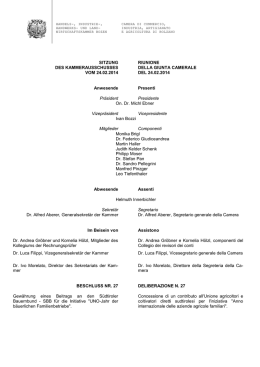 deliberazione Giunta camerale 24.02.2014, n. 27