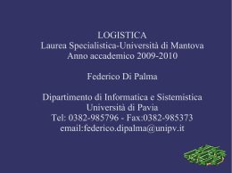 Introduzione alla Logistica - Università degli studi di Pavia