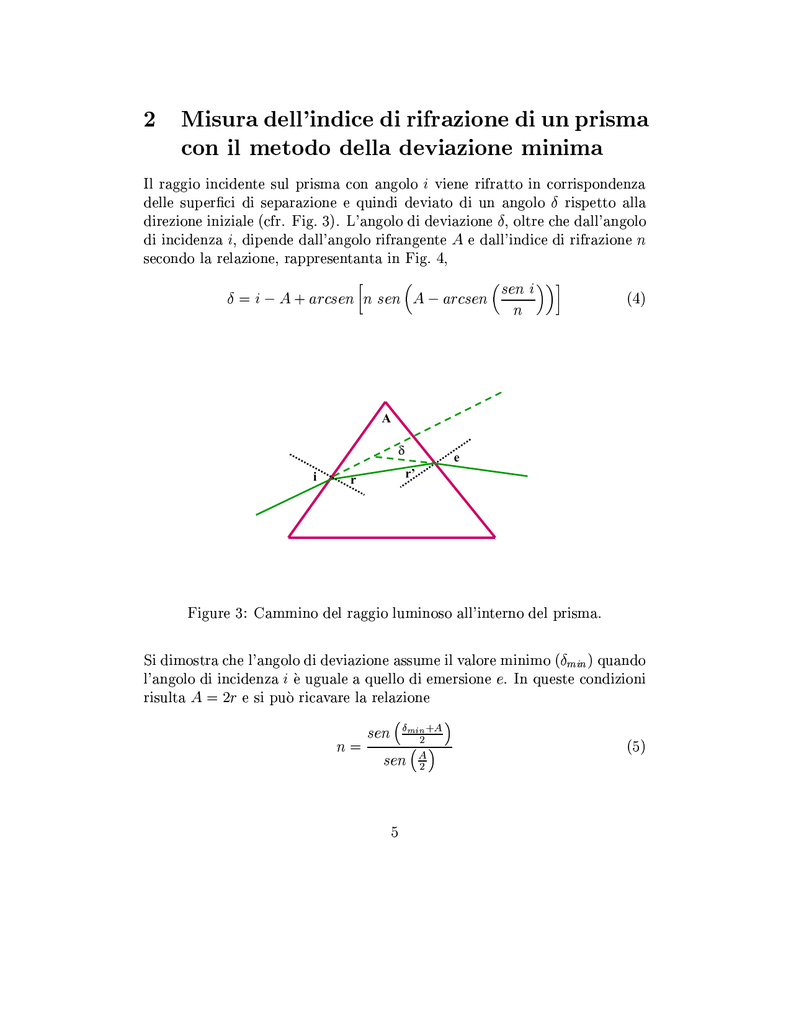 2 Misura Dell Indice Di Rifrazione Di Un Prisma Con Il Metodo Della