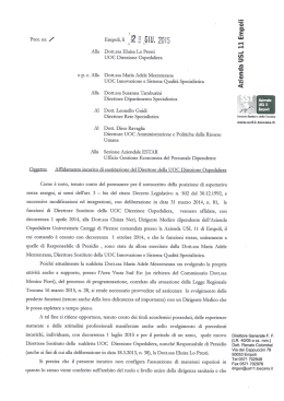 Nota incarico di Sostituzione UOC Direzione Ospedaliera