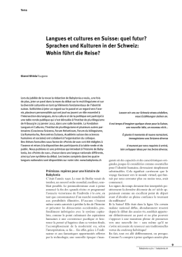 Sprachen und Kulturen in der Schweiz: Wohin f&uuml;hrt die