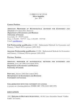 Department of Economics and Business University of Catania