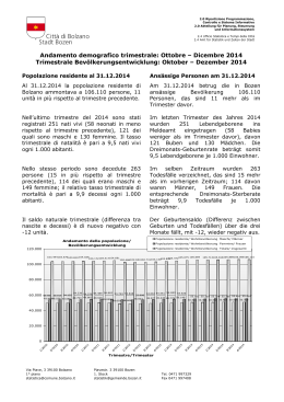 Andamento demografico trimestrale: Ottobre – Dicembre 2014