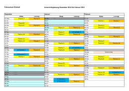 Unterrichtsplanung Dezember 2014 bis Februar 2015