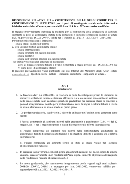 disposizioni relative alla costituzione delle graduatorie 2012